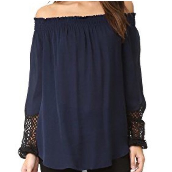 Kobi Halperin‎ Lace Cuffs Karalee Silk Off The Shoulder Top Size Small - Picture 1 of 5